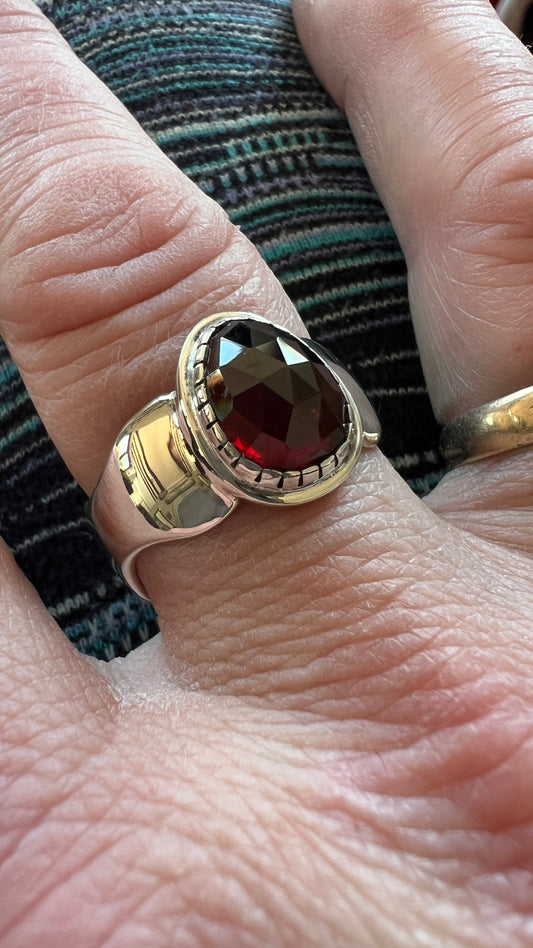 Mozambique Garnet Ring - that crimson red! Size 10