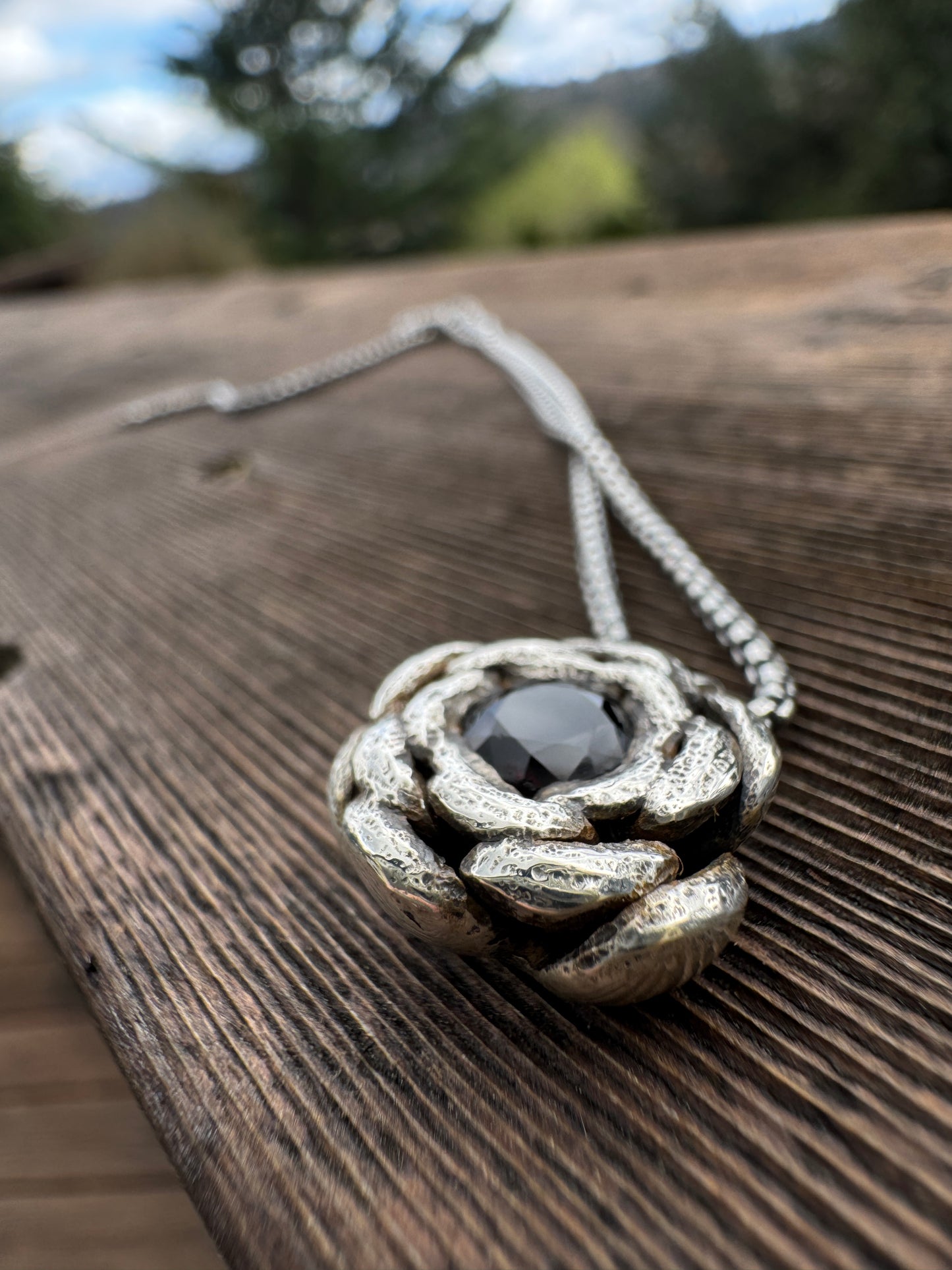 Almandine Garnet Succulent necklace