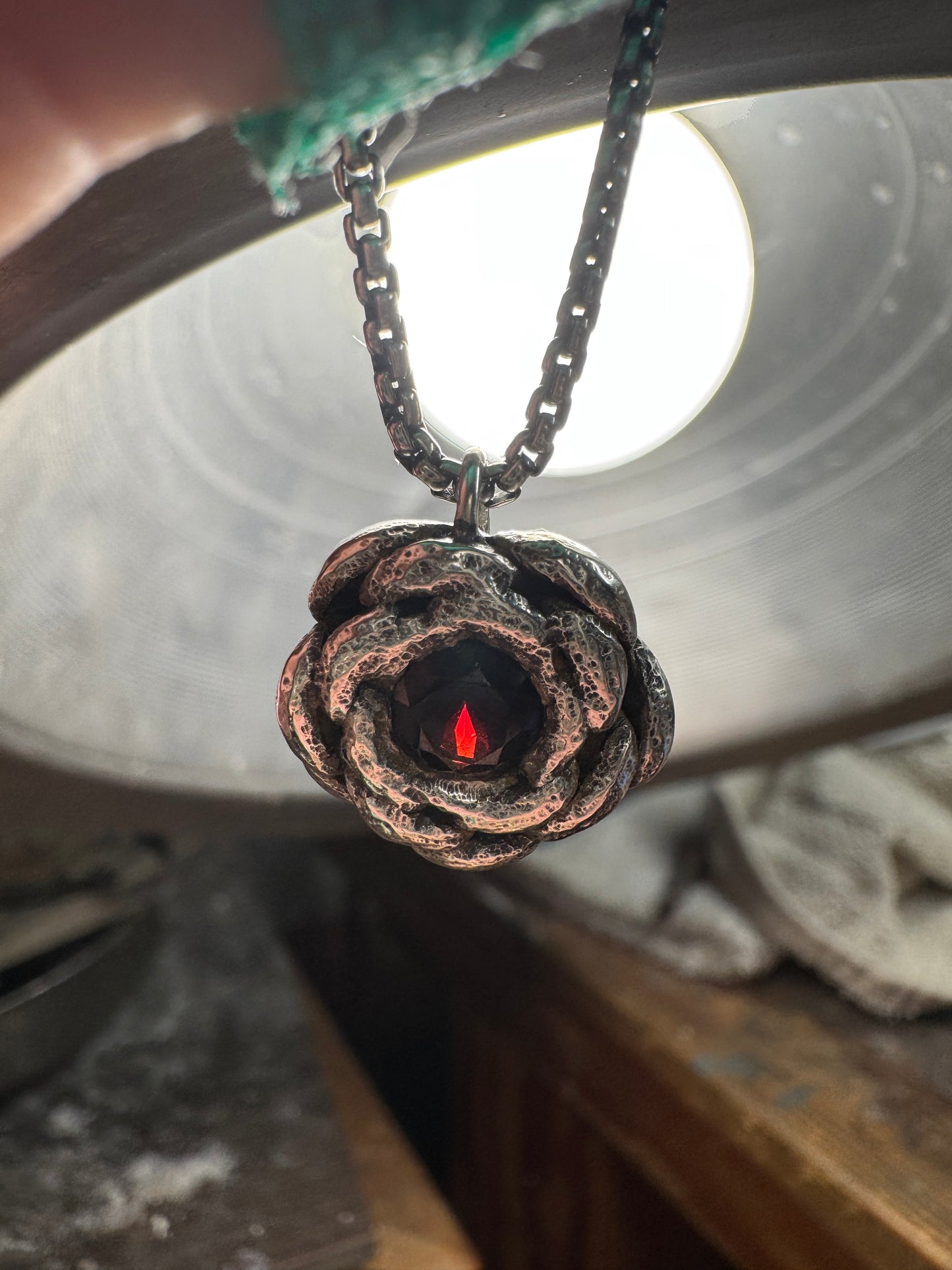 Almandine Garnet Succulent necklace