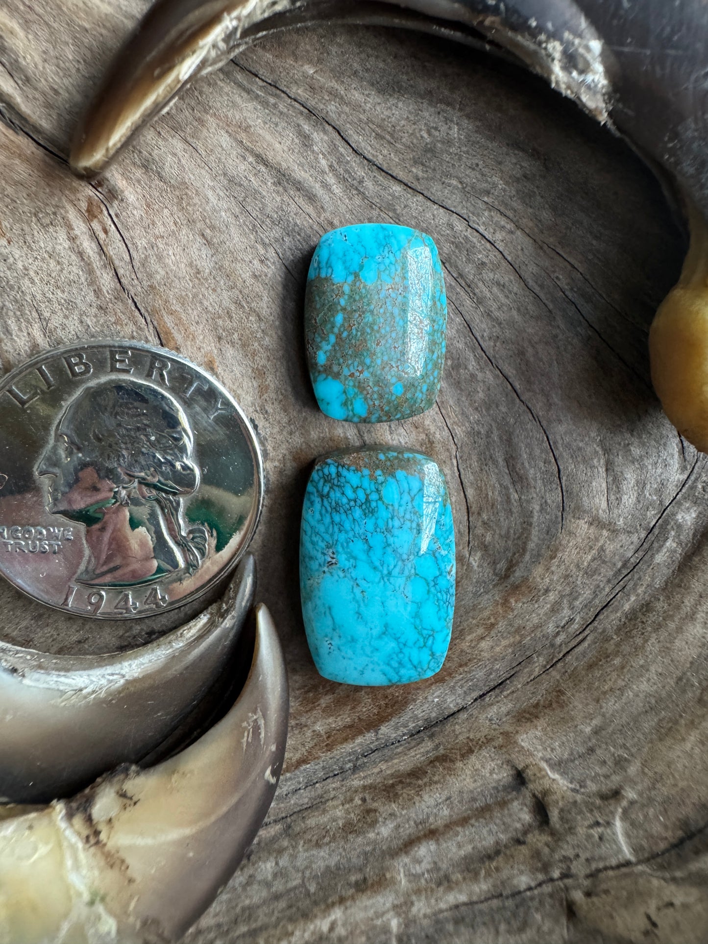 Natural Indian Mountain Turquoise duo