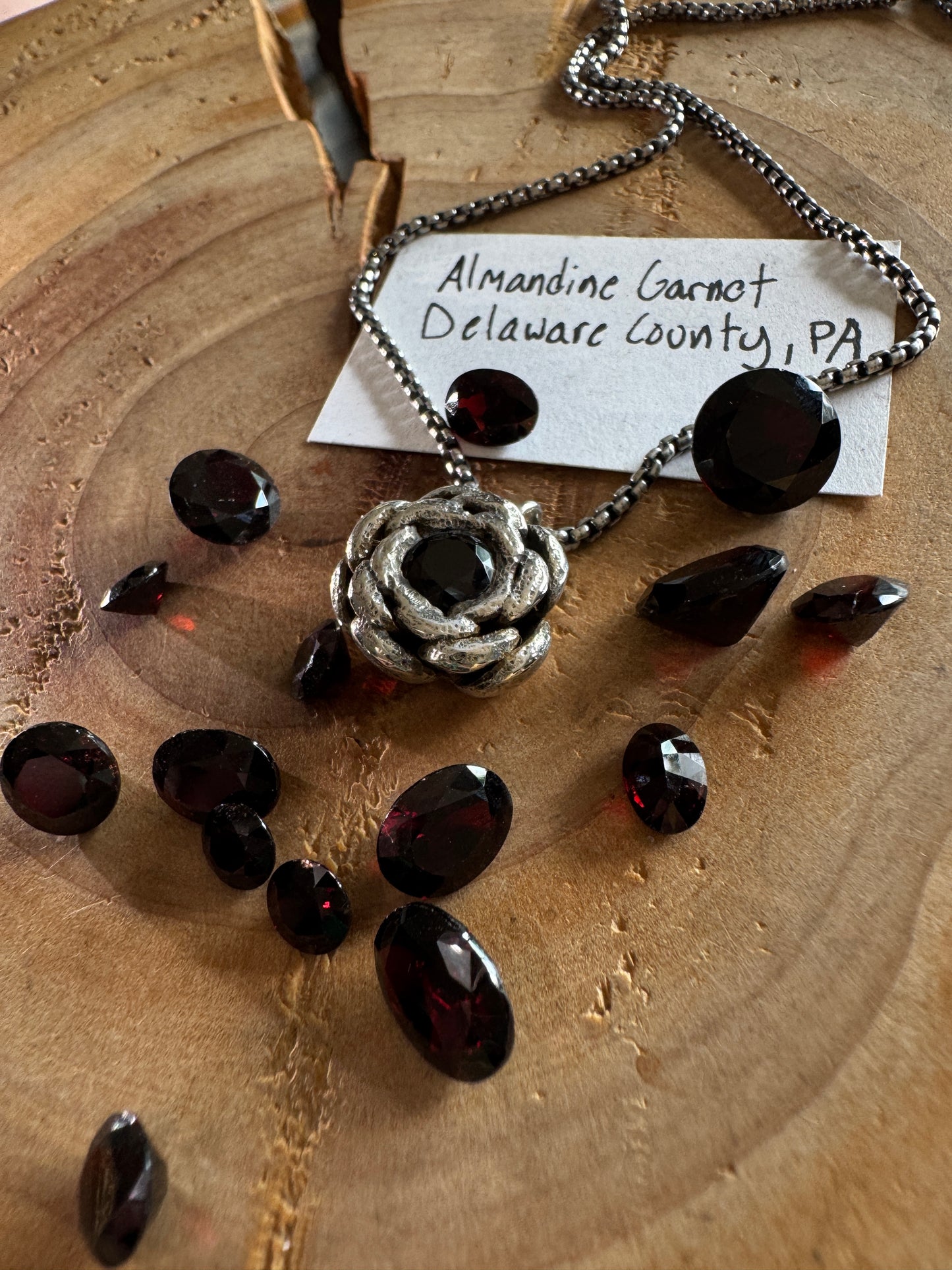 Almandine Garnet Succulent necklace