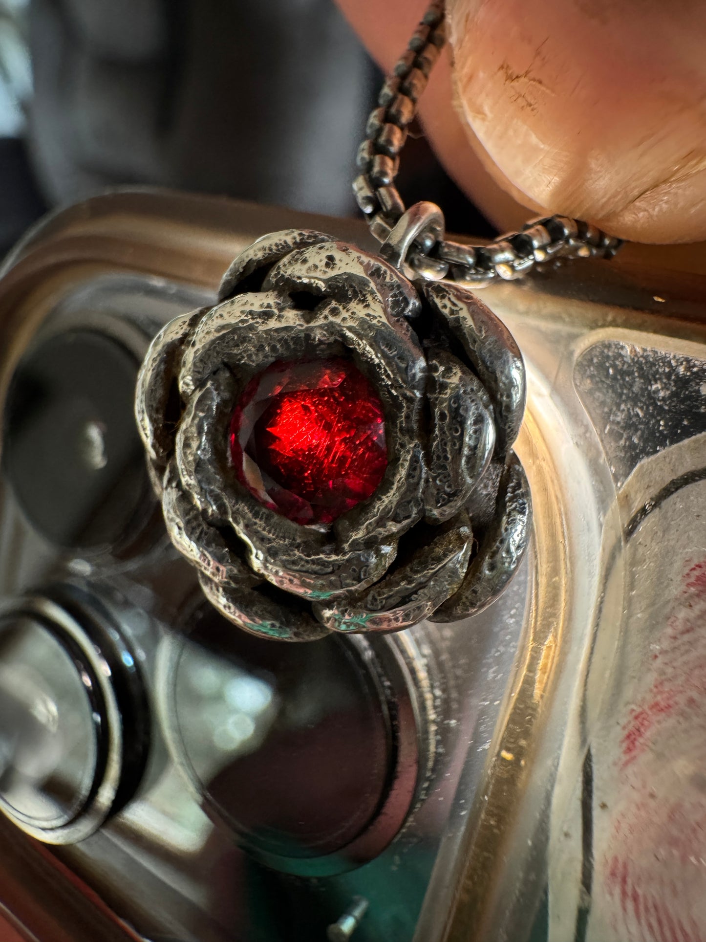 Almandine Garnet Succulent necklace