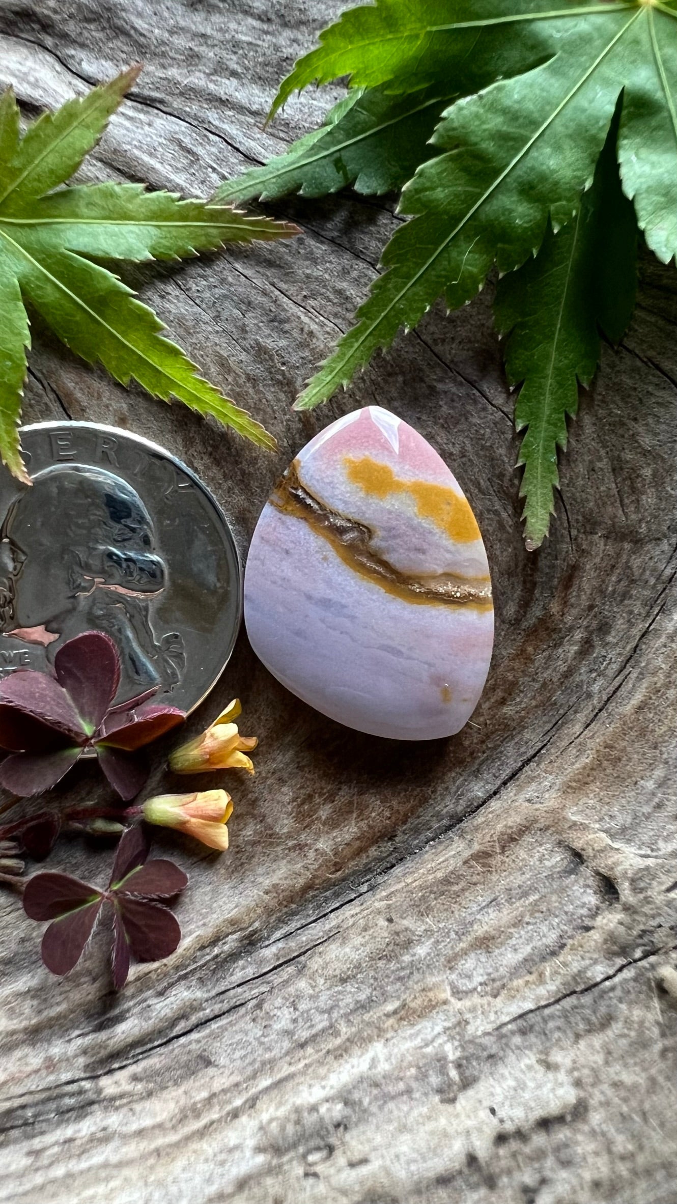 Oregon Sunset Jasper ~ Pink/Purple/Yellow/Druzy Line