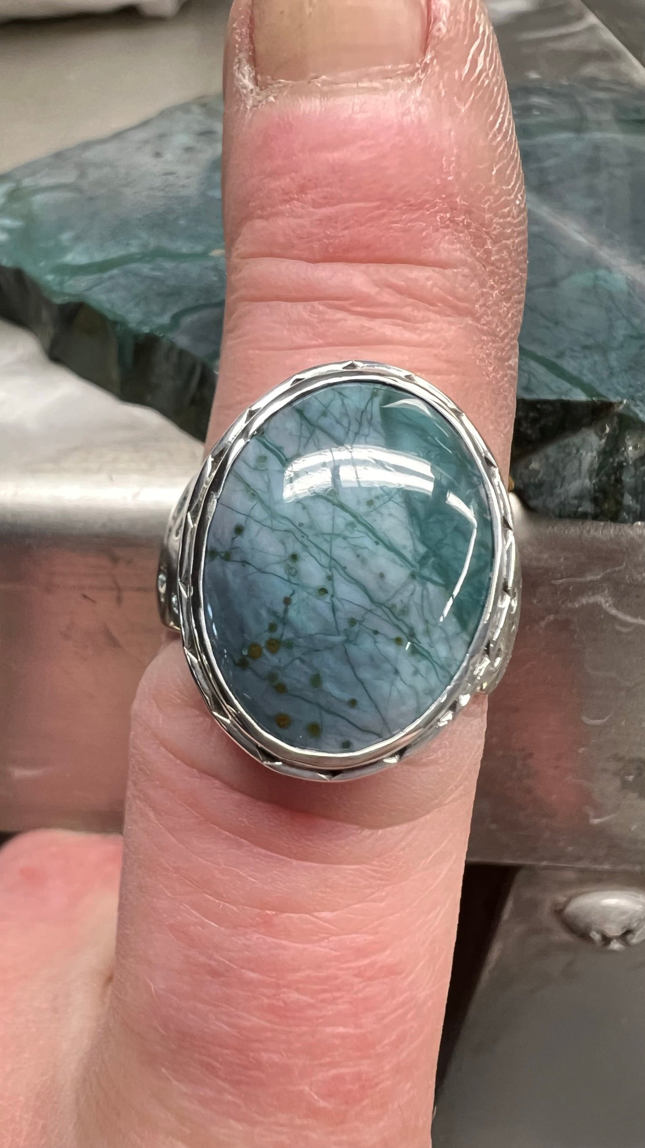 Skaggs Jasper Sterling silver Ring ~ Size 7.5