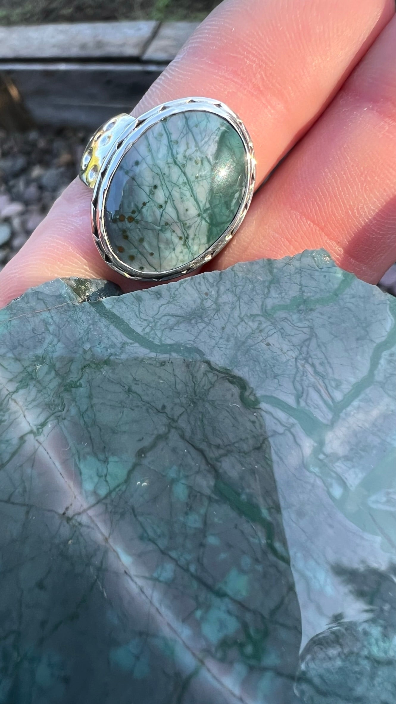 Skaggs Jasper Sterling silver Ring ~ Size 7.5