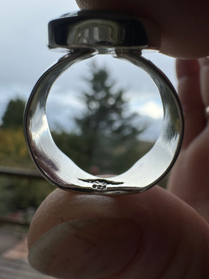 White Water Turquoise Wide Band Beauty Size 8.5-9.25