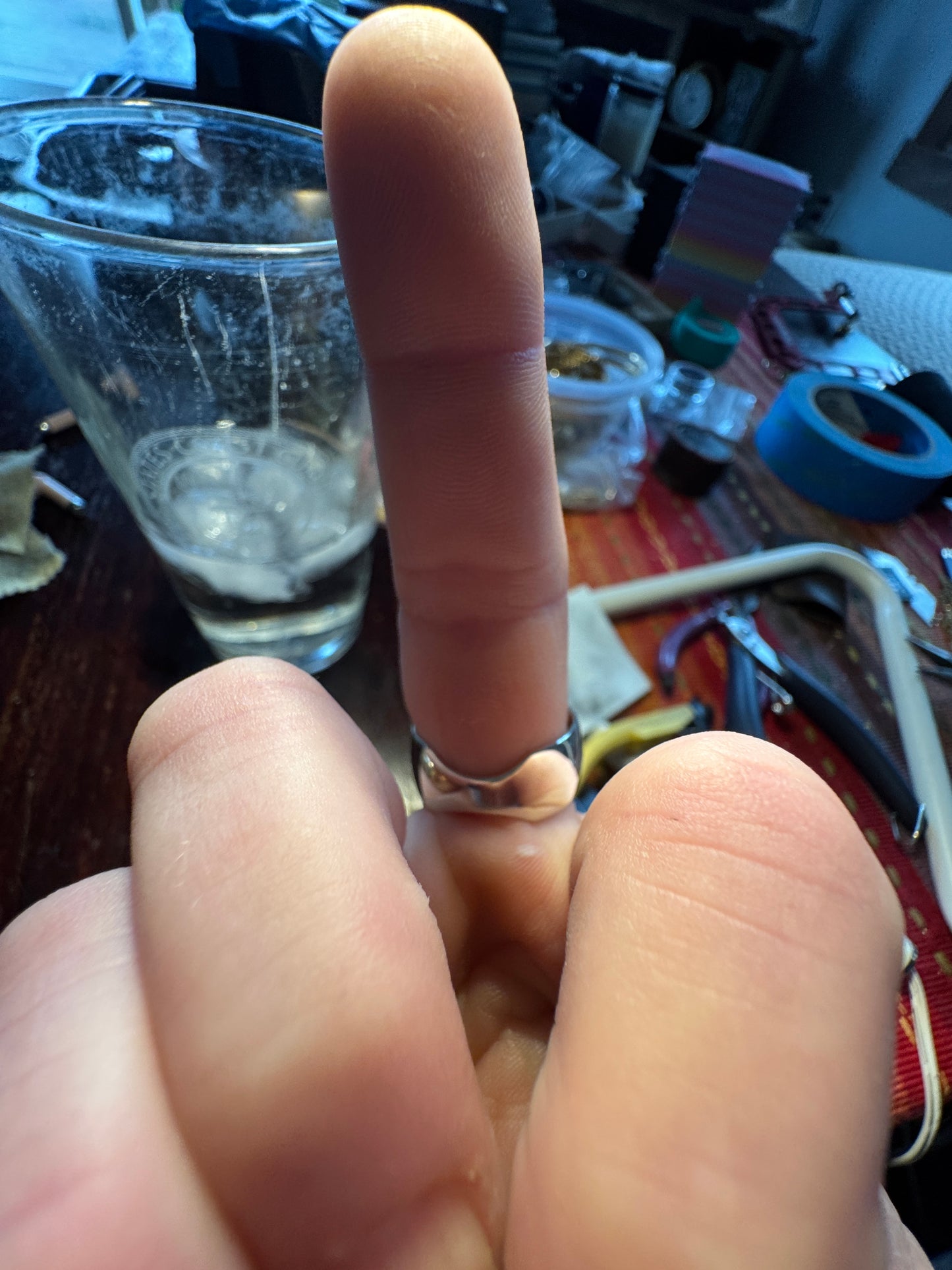 White Water Turquoise Wide Band Beauty Size 8.5-9.25