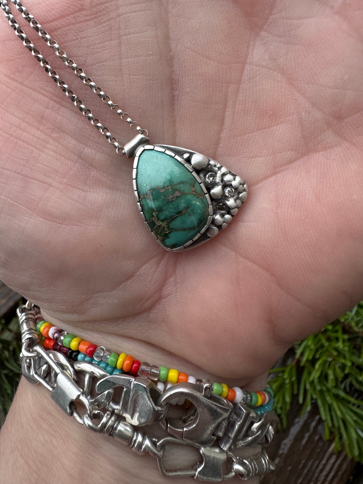 Blue Elephant Turquoise Diamond Necklace