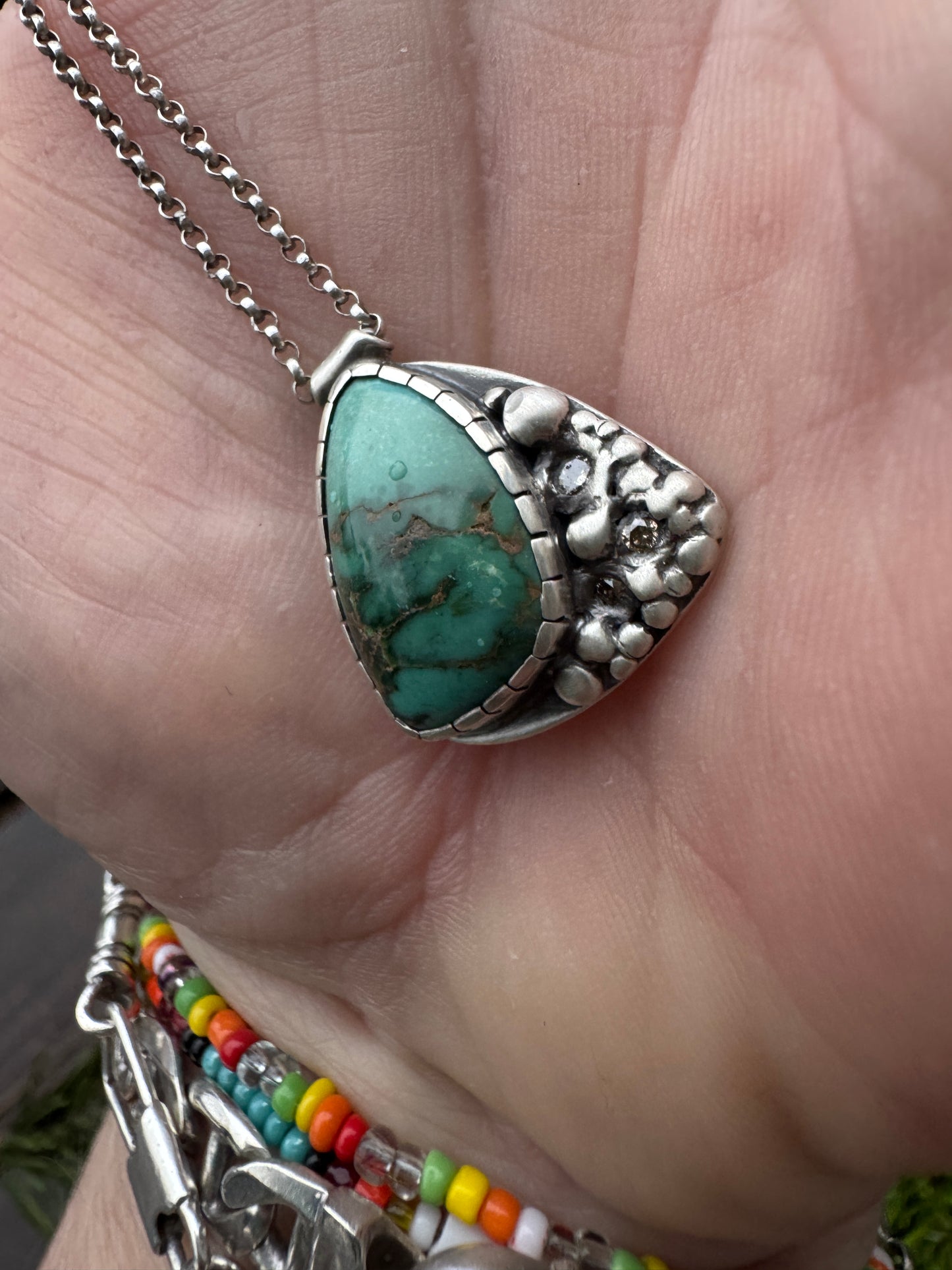 Blue Elephant Turquoise Diamond Necklace