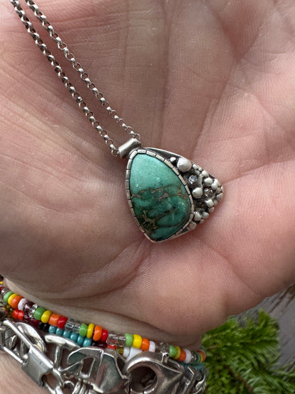 Blue Elephant Turquoise Diamond Necklace