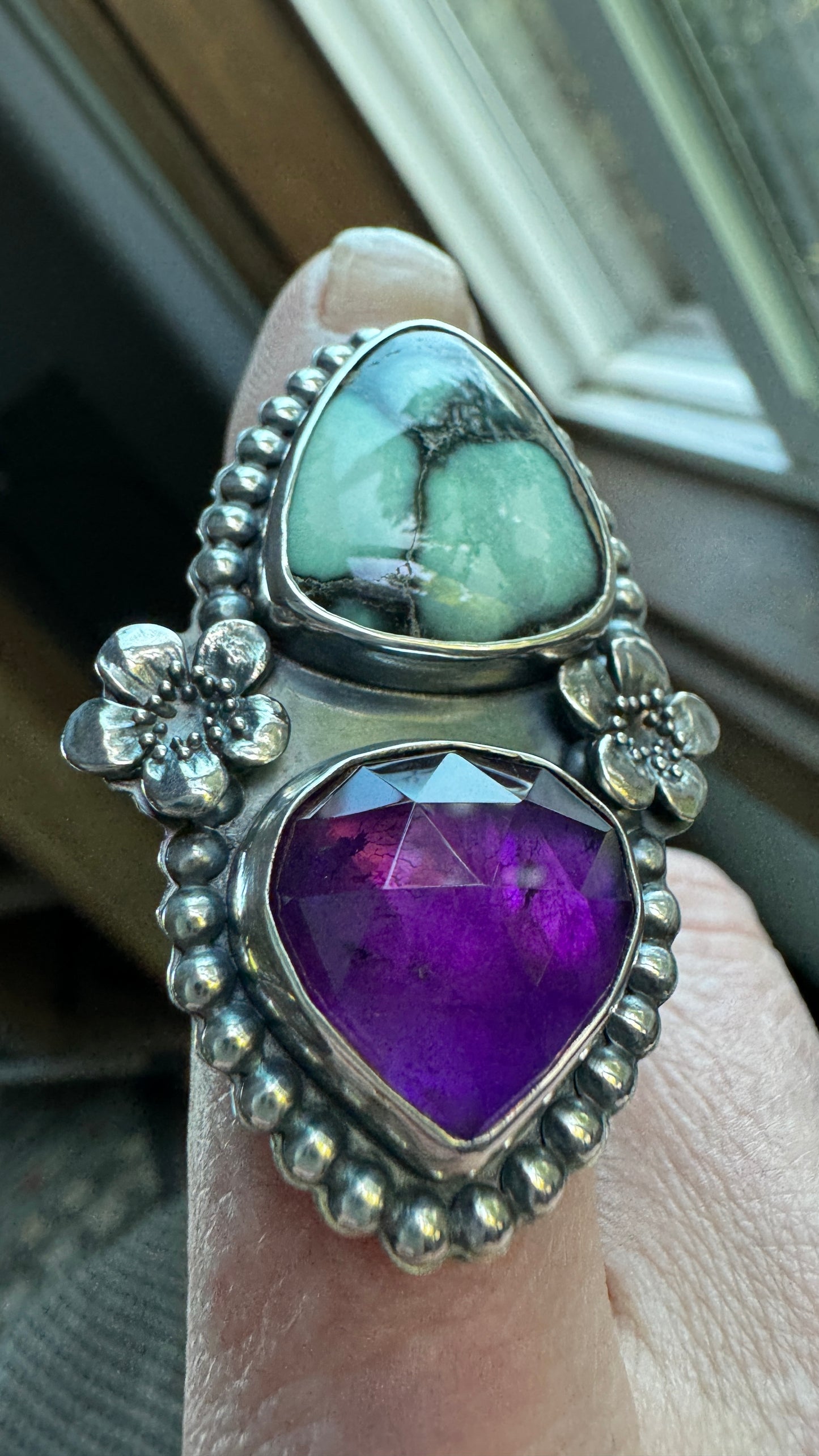 Calypso Variscite/Amethyst Ring ~ Size 9