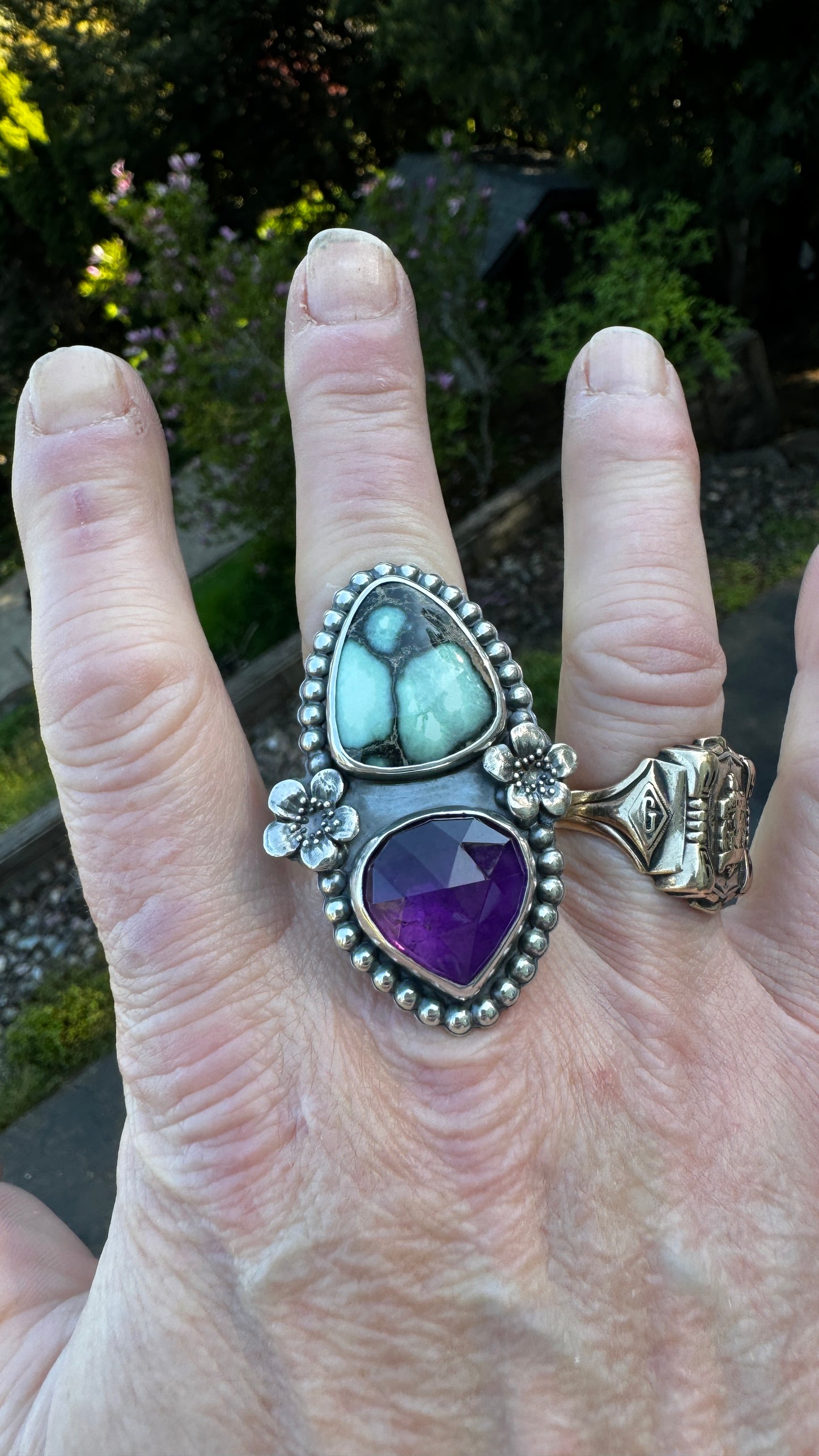 Calypso Variscite/Amethyst Ring ~ Size 9