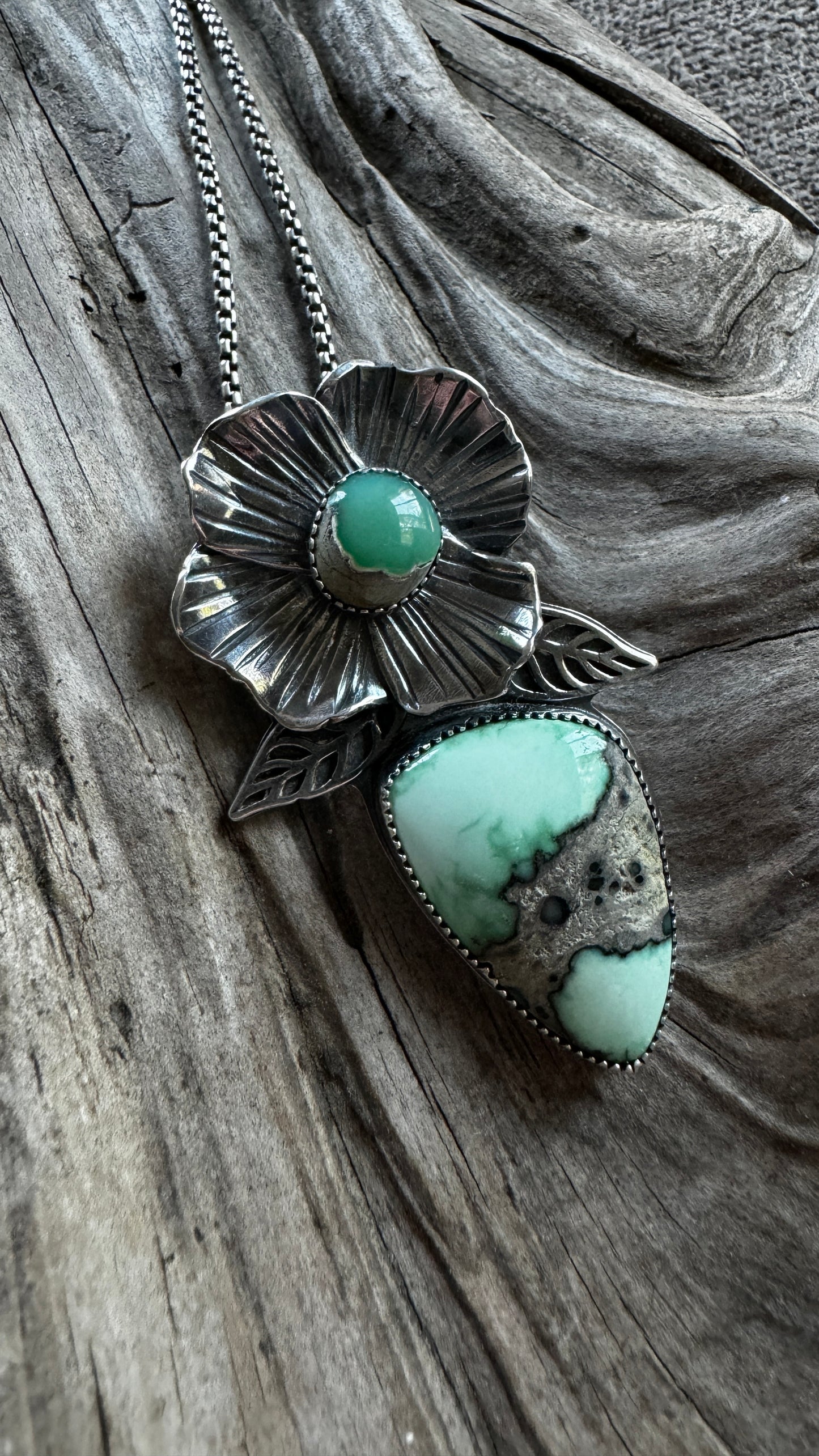 Calypso/Desert Bloom Variscite Poppy Necklace