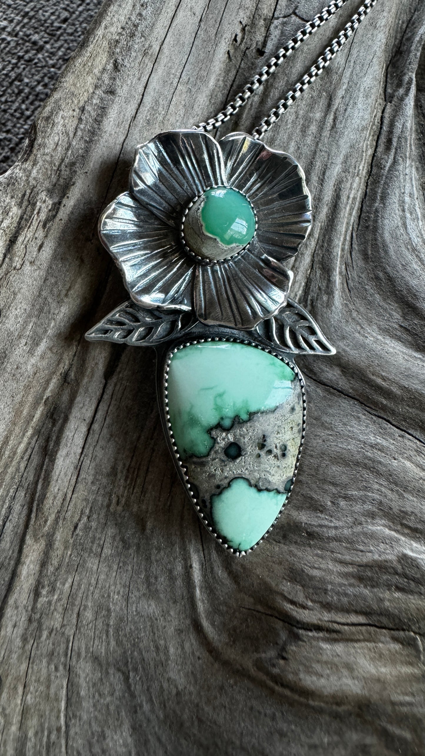 Calypso/Desert Bloom Variscite Poppy Necklace