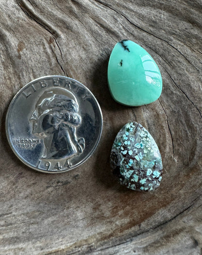 Desert Bloom Variscite/ Confetti Chrysacolla cabochons